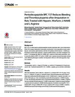 Pentadecapeptide BPC 157 Reduces Bleeding and Thrombocytopenia after Amputation in Rats Treated with Heparin, Warfarin, L-NAME and L-Arginine