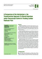 prikaz prve stranice dokumenta A Comparison of the Interlaminar v. the Transforaminal Approach to Steroid Injections under Fluoroscopic Control in Treating Lumbar Radicular Pain