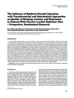prikaz prve stranice dokumenta The Influnce of Epidural Steroids Injections with Transforaminal and Interlaminal Approaches on Quality of Sleeping, Anxiety, and Depression in Patients With Chronic Lumbal Radicular Pain - Prospective, Randomized Research