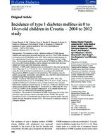 prikaz prve stranice dokumenta Incidence of Type 1 Diabetes Mellitus in 0 to 14-yr-old Children in Croatia – 2004 to 2012 Study